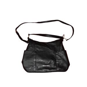 Michael Kors Purse Black Hobo Pebbled Leather Shoulder Bag Top Handle Classic